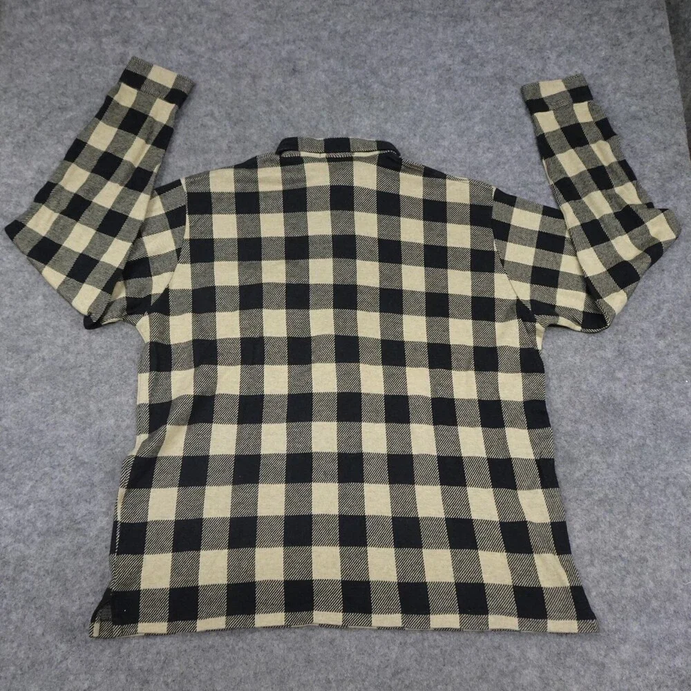 Vintage Polo Ralph Lauren Shirt Mens Large 3/4 Button Flannel Check Pocket 90s